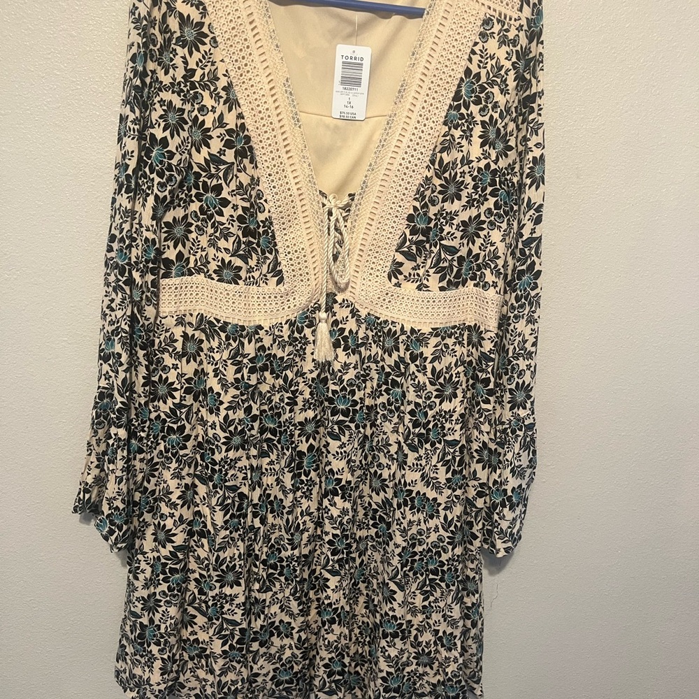 Torrid Cream Crochet Trim Dress